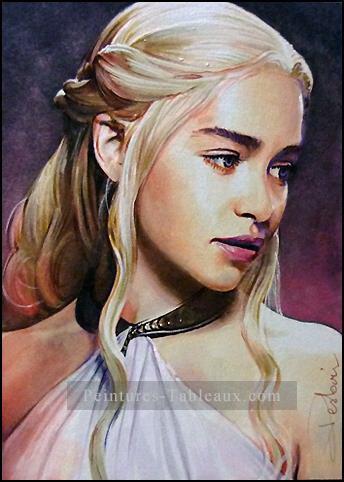 Portrait de Daenerys Targaryen 3 Le Trône de fer Peintures à l'huile